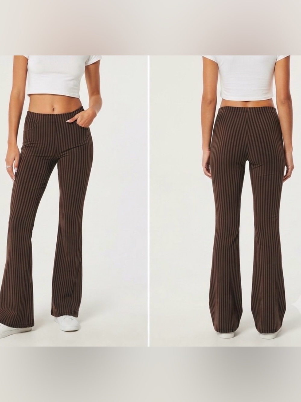 Vintage In Charge Striped Ribbed Flare Pants – Brown, Size Small 90s made in USA